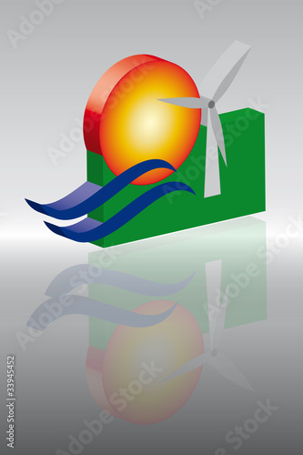 Logo Erneuerbare Energien 3d Spiegelung