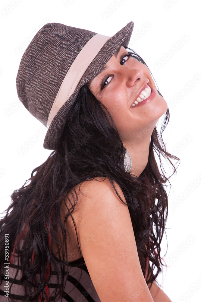 Happy beautiful Woman,with a hat Happy beautiful Woman,with a hat