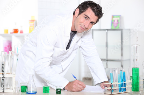 Young man working in a laboratory.