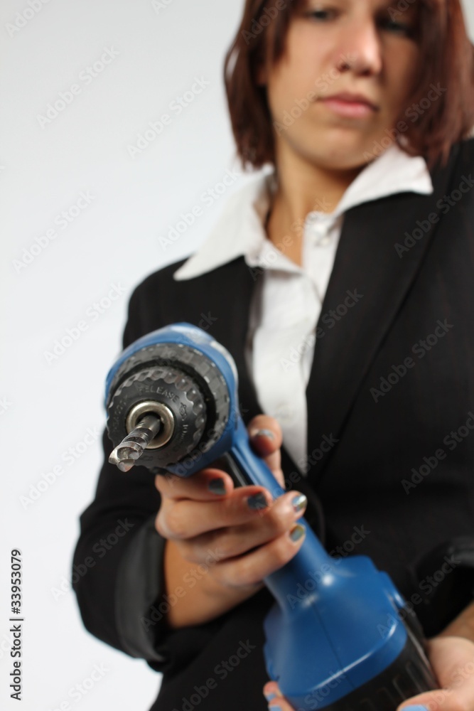 Fototapeta premium girl with drill