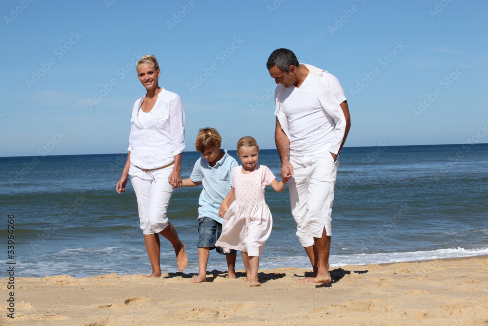 Beautiful family at the seaside in summertime Beautiful family at the seaside in summertime