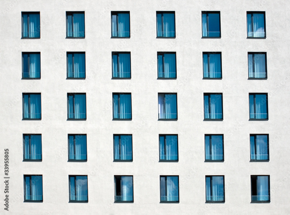 White facade with windows