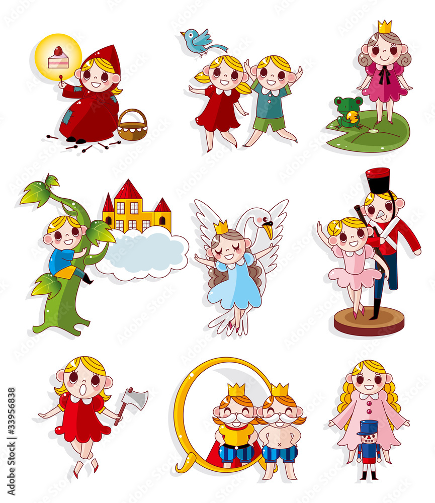 cartoon story people icons set cartoon story people icons set