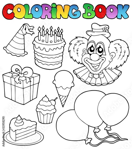 Coloring book with party theme 1