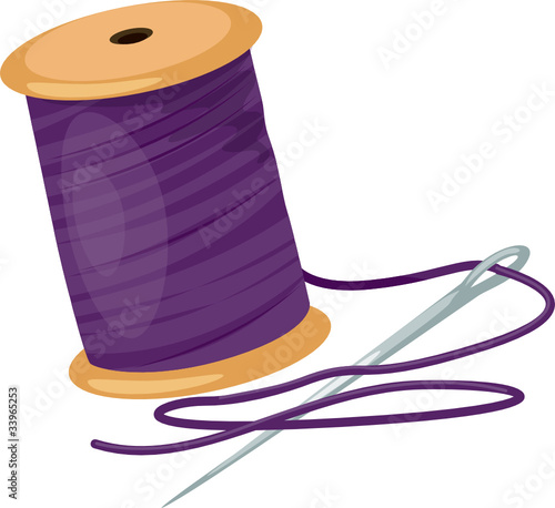 Spool with threads and needle