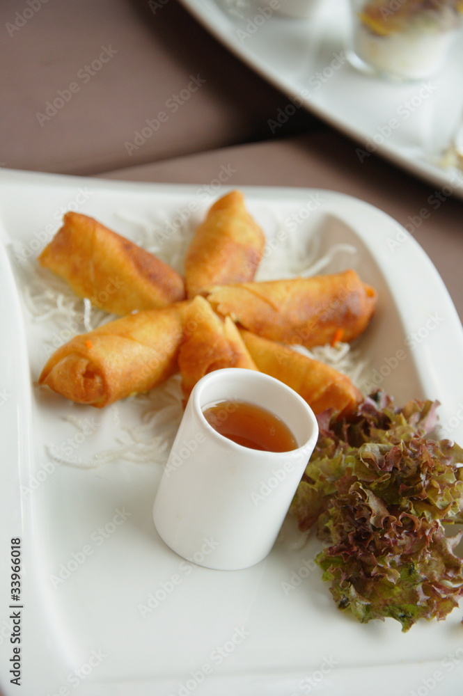 Spring rolls on a plate Spring rolls on a plate