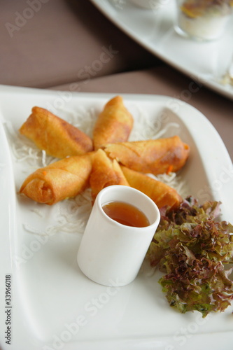 Spring rolls on a plate