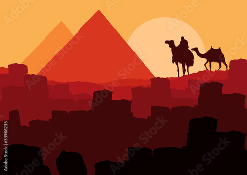 Bedouin camel caravan in wild africa