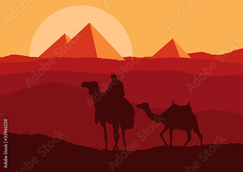 Bedouin camel caravan in wild africa