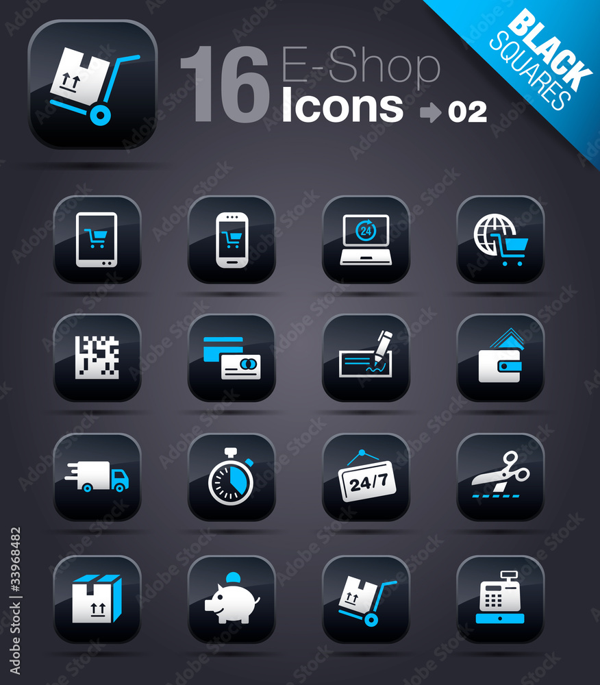 Naklejka premium Black Squares - Shopping icons