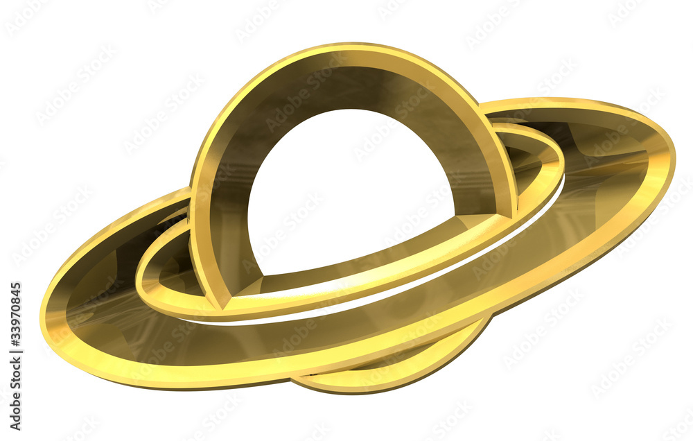 Saturn platet symbol in gold - 3d made Saturn platet symbol in gold - 3d made