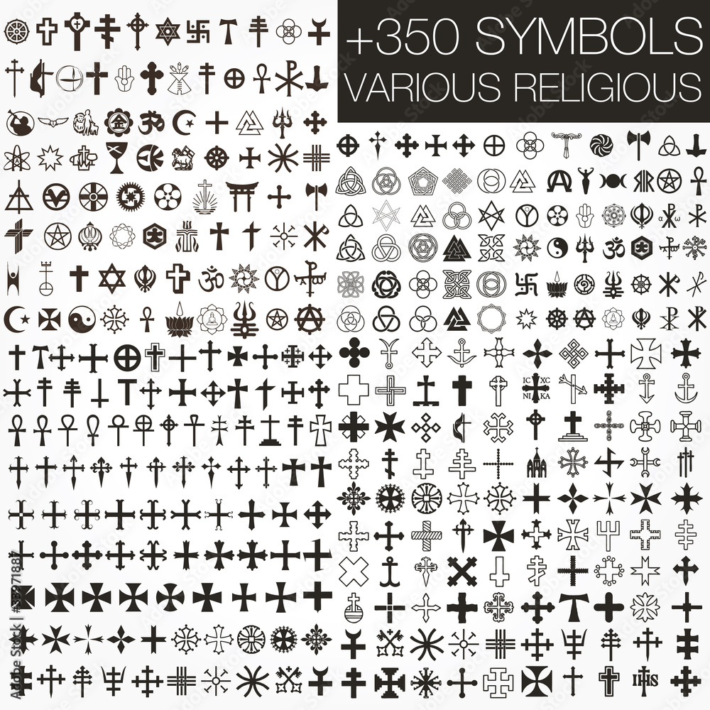 Set +350 symbols vector. various religious