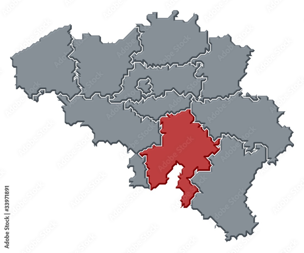 Map of Belgium, Namur highlighted