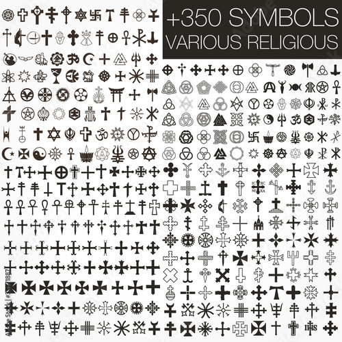 Set +350 symbols vector. various religious