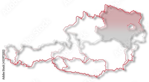 Map of Austria, Lower Austria highlighted photo