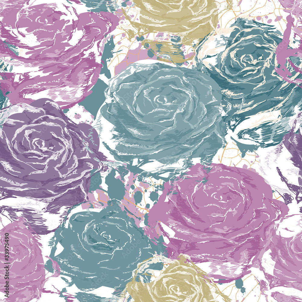 Obraz premium Beautiful art seamless roses. Vector abstract illustration