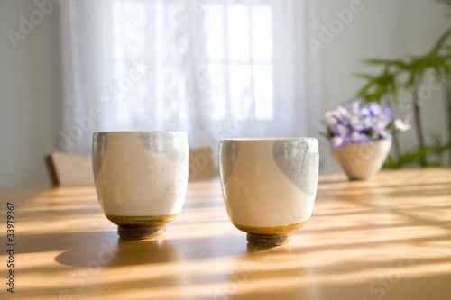 Fototapeta Naklejka Na Ścianę i Meble -  日本茶と花