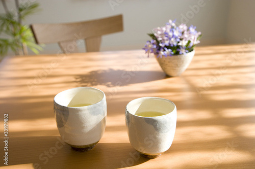 日本茶と花
