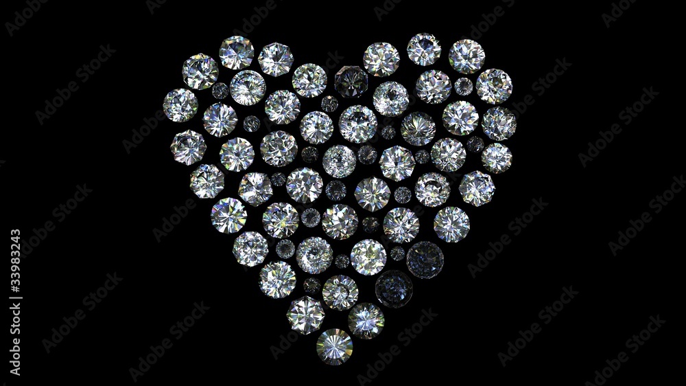 Set of round diamond shape of heart Set of round diamond shape of heart