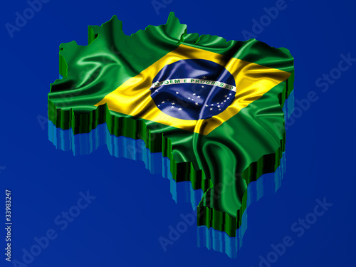 Brazilian map rendered with flag