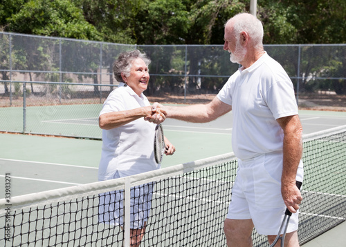 Senior Tennis Players Handshake