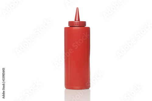 A red ketchup bottle