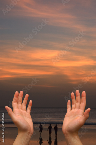 Hand showing praying gesture