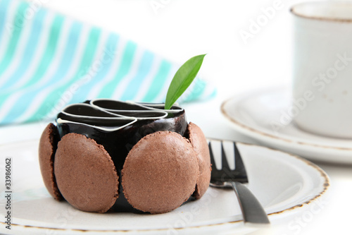 Φωτογραφία Delicious chocolate cake with coffee