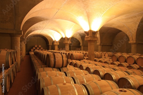 Canvastavla Weinkeller Barrique Rotwein Holzfässer Piemont, Italien