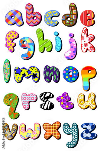 Patterned lower case alphabet