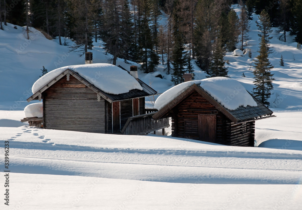 Chalet in the snow - Dolomites