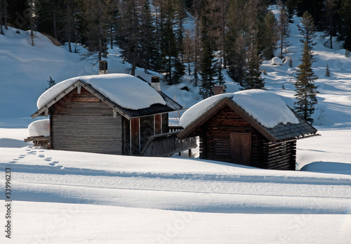Chalet in the snow - Dolomites