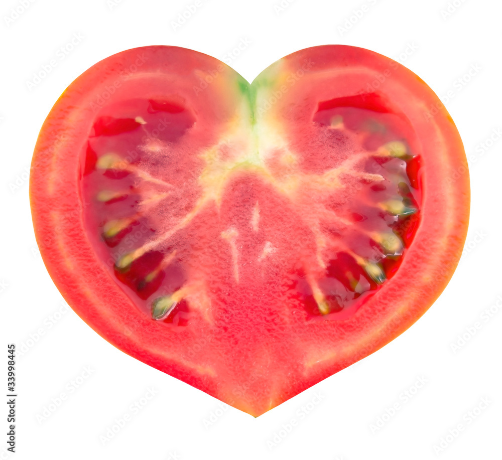 slice of tomato in the shape of heart slice of tomato in the shape of heart