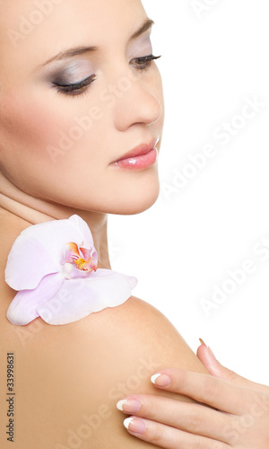 woman with orchid