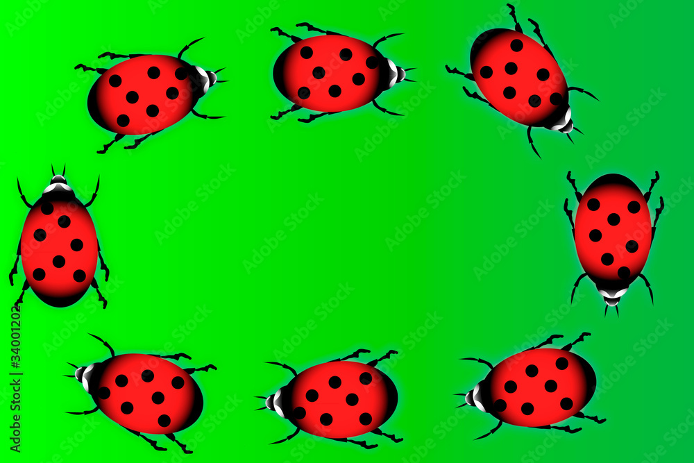 Ladybugs on green background Ladybugs on green background