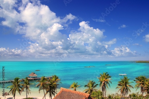 aerial view Contoy tropical caribbean island Mexico