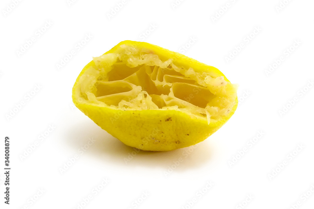 Squeezed lemon isolated on white background Squeezed lemon isolated on white background