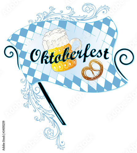 Oktoberfest, Ranke, Bayern, Brezel, Fahne, Flagge