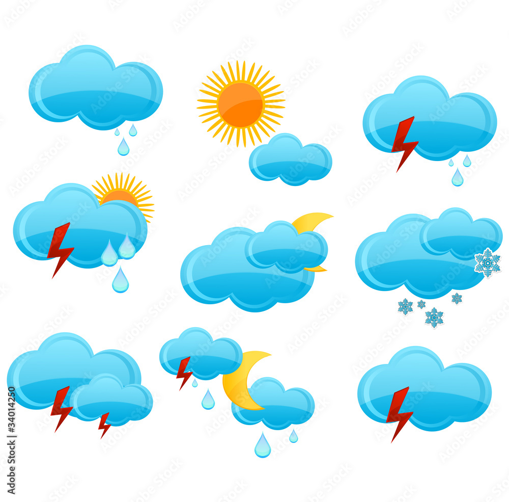 web weather symbols set blue color web weather symbols set blue color