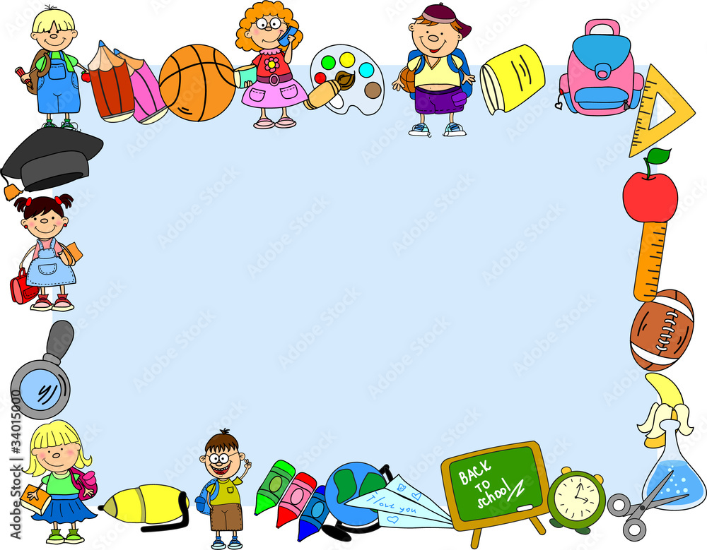 Obraz premium милые школьники и школьницы, школа элементов, кадр