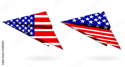 america paper planes isolated on white background