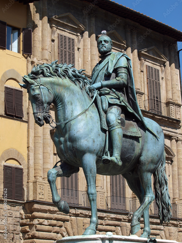 Florence - The equestrian statue of Cosimo I de Medici.