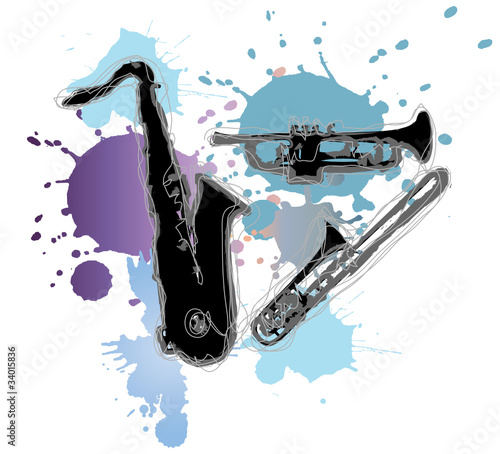 Musikinstrumente und Farbklekse