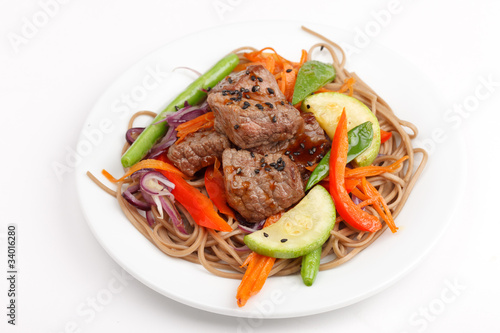 meat with vegetables and noodles