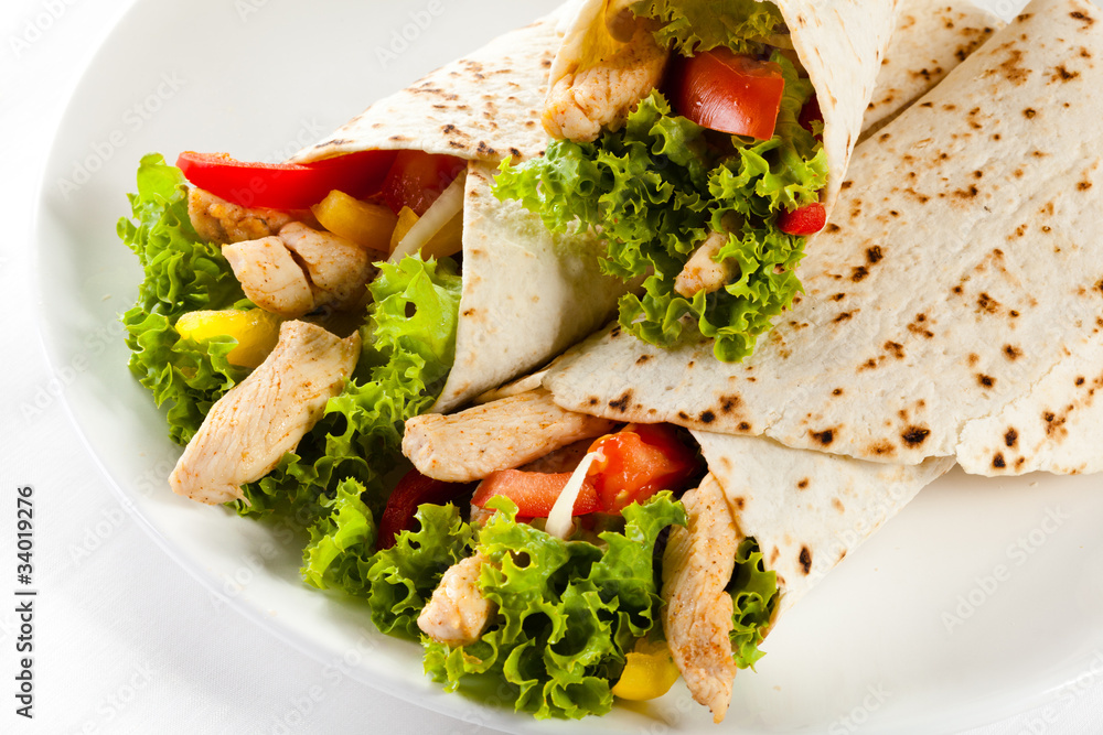 Kebab - grilled meat and vegetables Kebab - grilled meat and vegetables