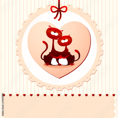Invitation with cats in love