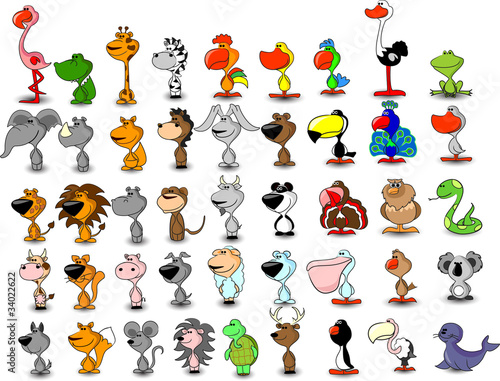 векторный набор различных милых животных