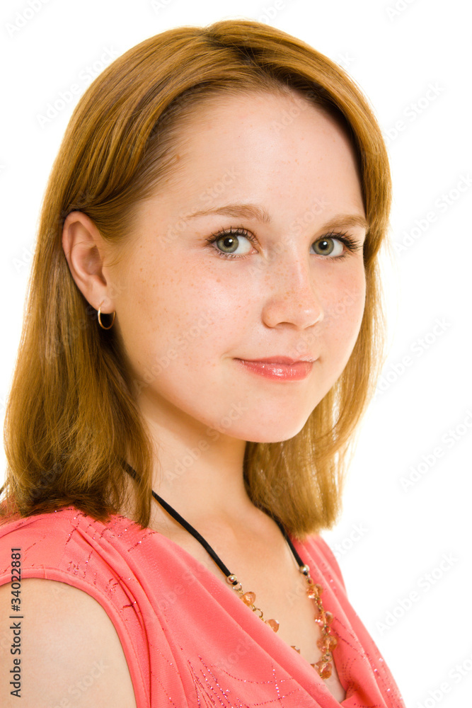 Girl on white background.