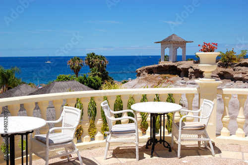 Sea view terrace of the luxury hotel s restaurant  Tenerife isla