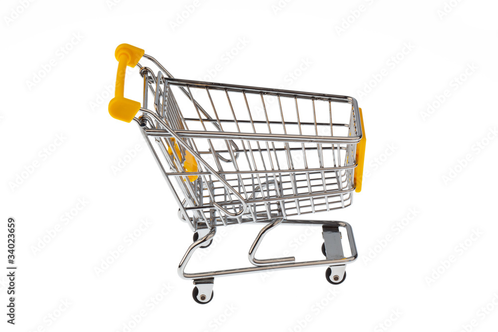 Einkaufswagen auf weißem Hintergrund Einkaufswagen auf weißem Hintergrund
